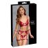 Cottelli Bondage - Shiny Bra Set with Handcuffs (Red) - M