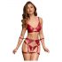 Cottelli Bondage - Shiny Bra Set with Handcuffs (Red) - L