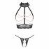 Abierta Fina - Open Chain Lingerie Set (Black) - M