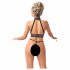 Abierta Fina - Open Chain Lingerie Set (Black) - M