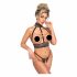 Abierta Fina - Open Chain Lingerie Set (Black) - L