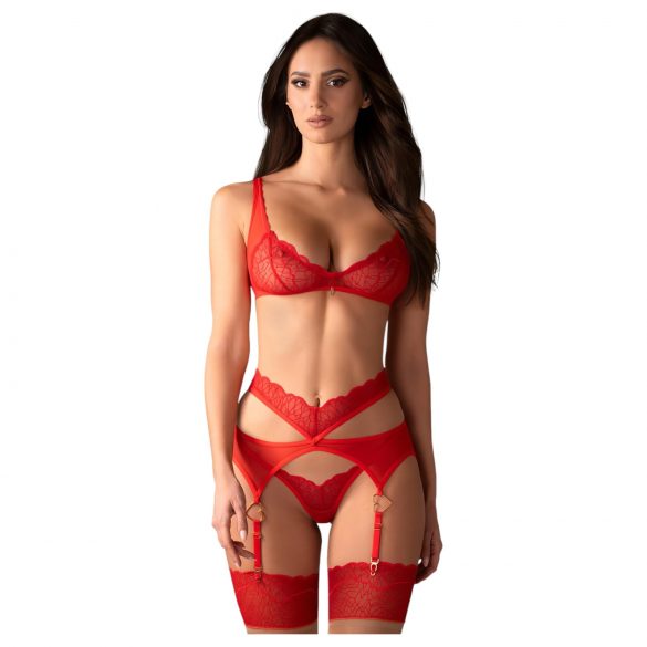 Obsessive Cupid Desir - lacy lingerie set (red)