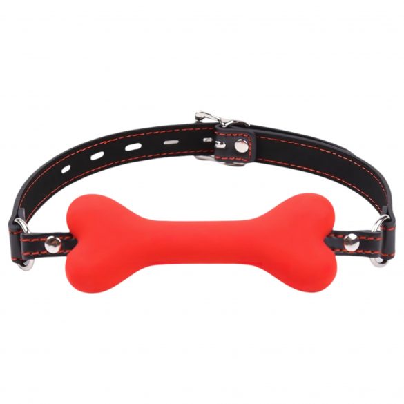 Ida Leather - Bone Shaped Gag (Red) 