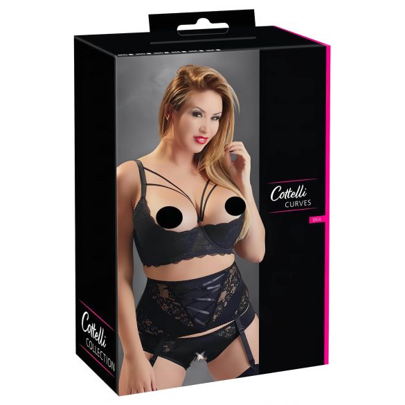 Cottelli Plus Size - Strappy, Ringed Breast Lifter (Black) - 90D