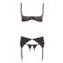 Abierta Fina - Glittering Gemstone Lingerie Set (Black)  - 80B/M