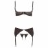 Abierta Fina - Glittering Gemstone Lingerie Set (Black)  - 80B/M