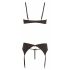 Abierta Fina - Glittering Gemstone Lingerie Set (Black)  - 80B/M