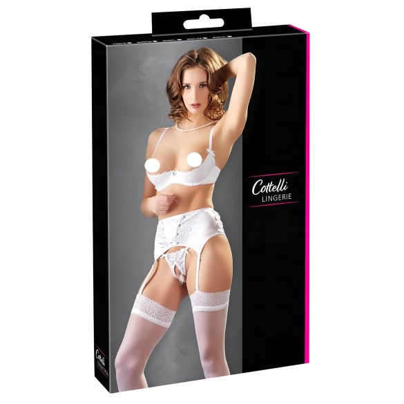 Cottelli - Lace-Up Lifting Bra Set (White) - 80B/M