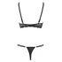 Cottelli - Strappy Ring Push-up Bra and Thong (Black) 