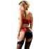 Abierta Fina - Breast Lifting Set with Rings and Straps (Red-Black) 