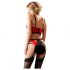 Abierta Fina - Breast Lifting Set with Rings and Straps (Red-Black) 