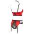 Abierta Fina - Open Bra Set with Rings and Straps (Red-Black) - 80B/M