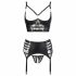 Abierta Fina - Sparkling Strappy Lace Lingerie Set (Black) 