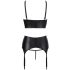 Abierta Fina - Sparkling Strappy Lace Lingerie Set (Black) 