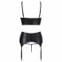 Abierta Fina - Sparkling Strappy Lace Lingerie Set (Black) 