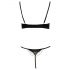 Cottelli - Satin Push-Up Set with Rhinestone Chains (Black) - 85B/L