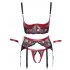 Cottelli Bondage - Matte, Lace Push-Up Set (Red)  - L