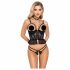 Abierta Fina - Open Thong and Corset (Black) 