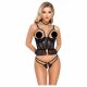 Abierta Fina - Open Thong and Corset (Black)  - L