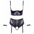 Cottelli Bondage - Bra Set with Handcuffs (Black-Purple)