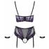 Cottelli Bondage - Bra Set with Wrist Restraints (Black-Purple)