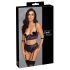 Cottelli Bondage - Bra Set & Wrist Cuffs (Black-Purple) - XL