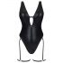 Obsessive Punta Negra - Shiny, Low-Cut Swimsuit (Black) - M