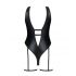 Obsessive Punta Negra - Glossy, Low-Cut Swimsuit (Black)  - M