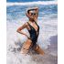 Obsessive Punta Negra - Glossy, Low-Cut Swimsuit (Black)  - M