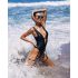 Obsessive Punta Negra - Shiny, Low-Cut Swimsuit (Black) - M