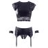 Cottelli Bondage - Lace and Glossy, Chain Lingerie Set (Black) 