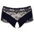 Cottelli Plus Size - Lacy Pearl-Embellished Open Panty (Black)