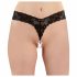 Cottelli - Double Pearl Lace Thong (Black)  - L