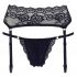 Cottelli - Lace Garter Belt with Thong (Black) 