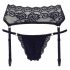 Cottelli - Lace Garter Belt with Thong (Black) 