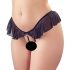 Cottelli - Open, Beaded Frilly Thong (Black) 