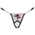 Cottelli - Luxury Embroidered Lily Thong (Black & White) 