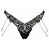 Cottelli - Luxury Embroidered Pearl Thong (Black) 