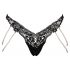 Cottelli - Luxury Embroidered Pearl Thong (Black) - M/L