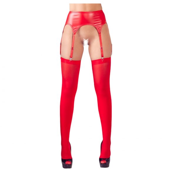 NO:XQSE - Glossy Garter Set (Red)  - L/XL