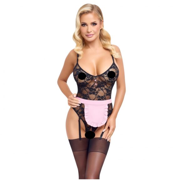 Cottelli - See-Through Maid Costume (Black-Pink)