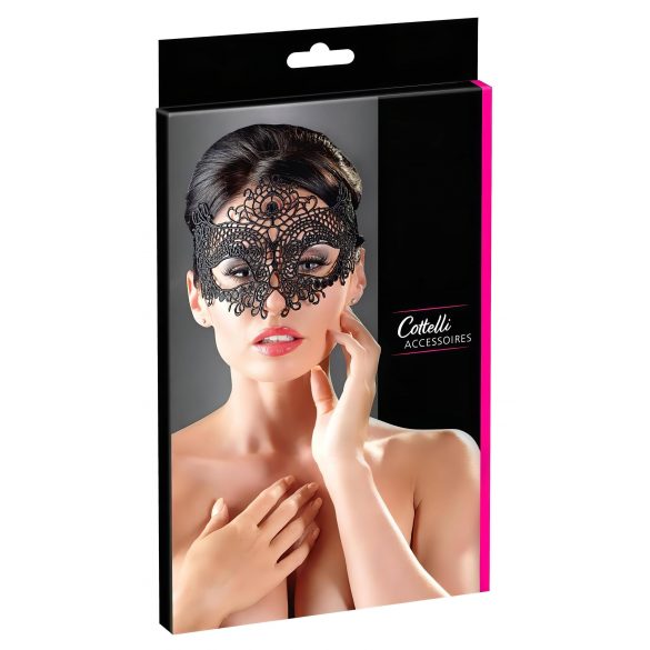 Cottelli - Embroidered Lace-Effect Mask (Black) 