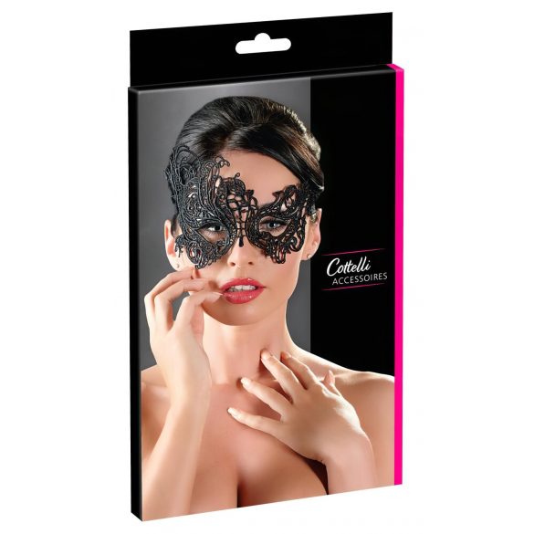 Cottelli - Embroidered Asymmetrical Mask (Black) 