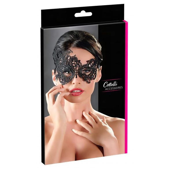 Cottelli - Embroidered Asymmetrical Mask (Black) 