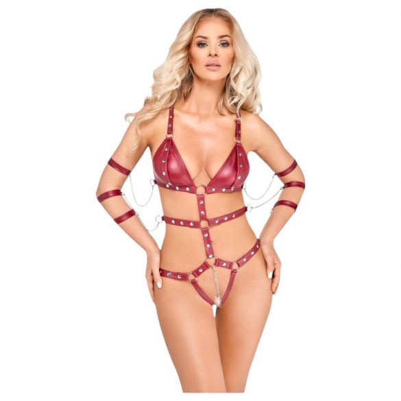 Bad Kitty - Red Studded Bondage Bodysuit