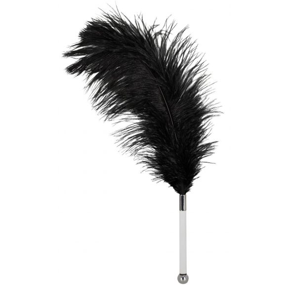 Ostrich Feather Tickler with Short Acrylic Handle (Black)