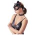 Black Faux Leather Rhinestone Cat Mask (S-L) 