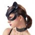 Black Faux Leather Rhinestone Cat Mask (S-L) 