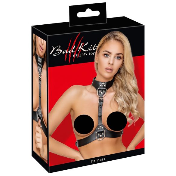 Bad Kitty - Leather-Look Body Harness with D-Rings (Black)