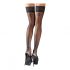 Cottelli - Lily-patterned, Striped Thigh Highs (Black) 